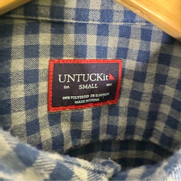 Untuckit Men’s Gingham Check Button-Down Shirt – Size Small - Picture 3 of 7